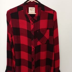 Arizona Jeans Boyfriend Fit Hunters Red and Black Flannel Size L